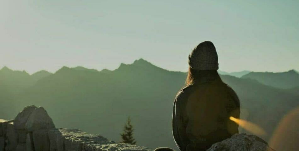 Morning routine activity meditation in the mountains