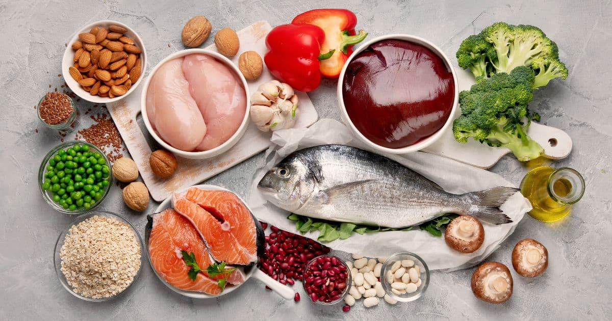 Healthy foods arranged to boost the immune system.