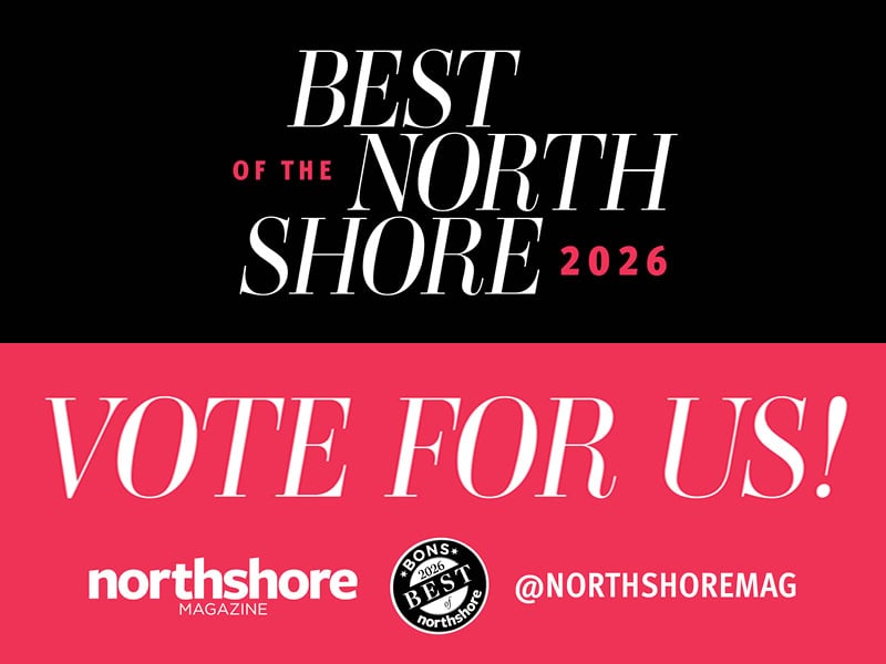 Best of the North Shore 2026 vote for us graphic with pink and black text.