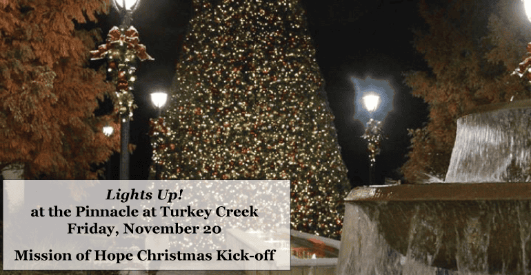 Lights life at the pampas turkey creek christmas kick off.