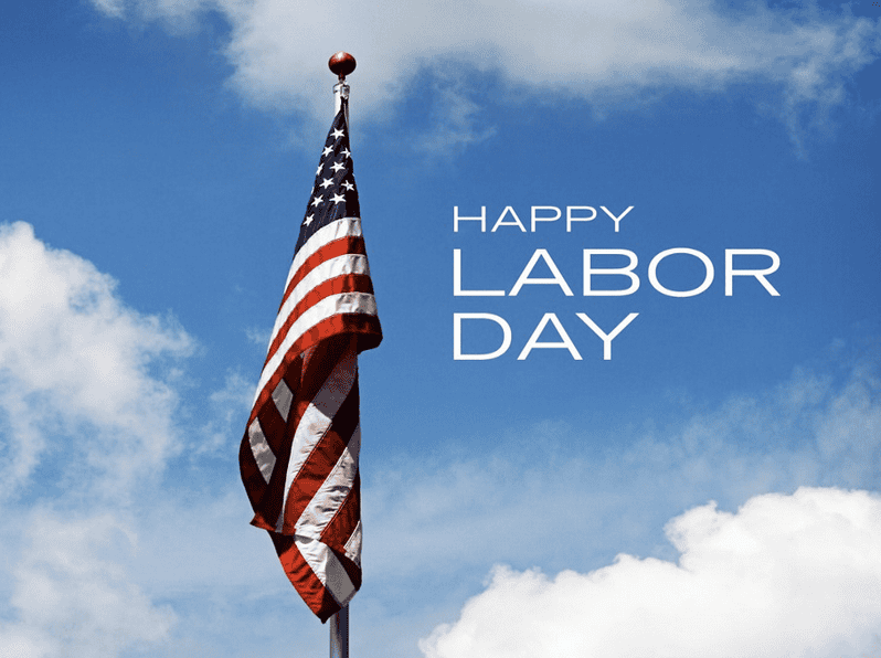 An american flag with the words happy labor day.
