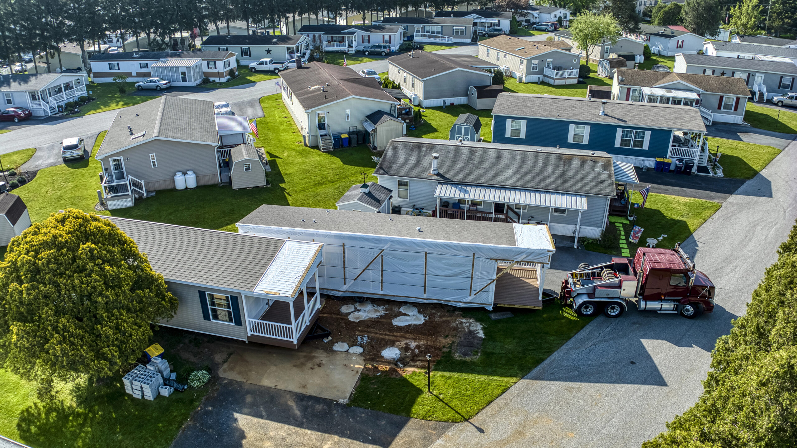 aerial of new double wide in park 1 scaled