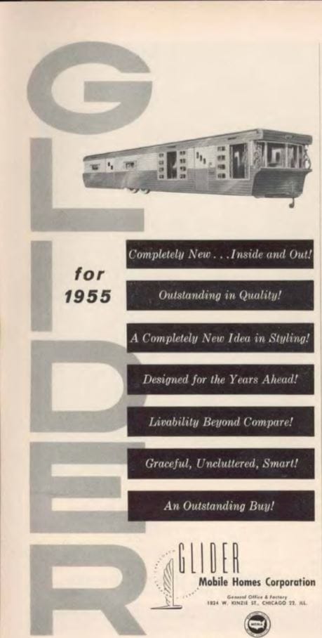 vintage mobile homes-Glider 1955