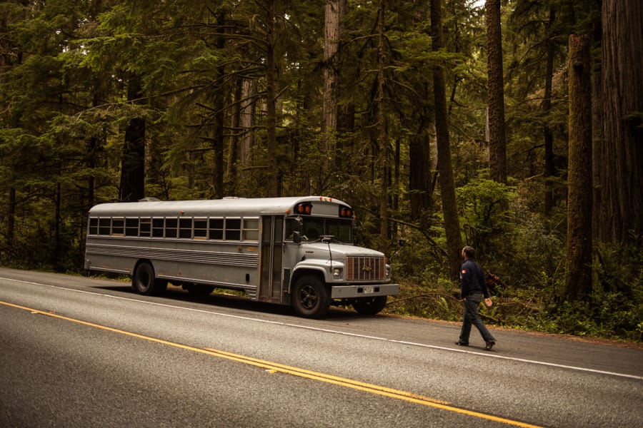 vintage buses-exterior shot of bus