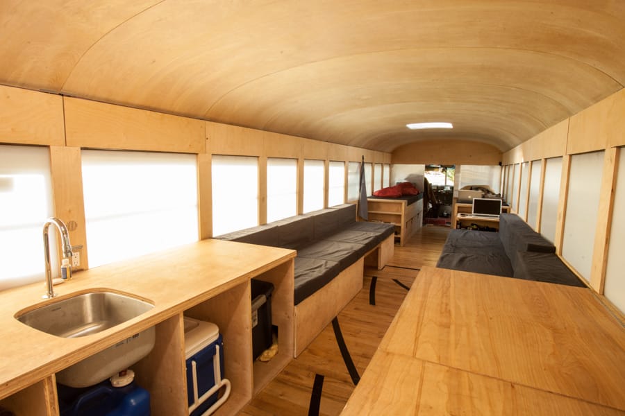 vintage buses-interior of bus after remodel