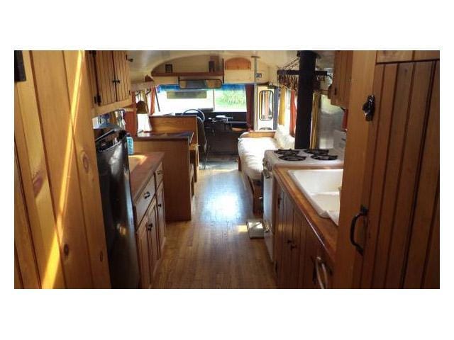 vintage buses-layout of 1997 Bluebird International full length school bus conversion into mobile home