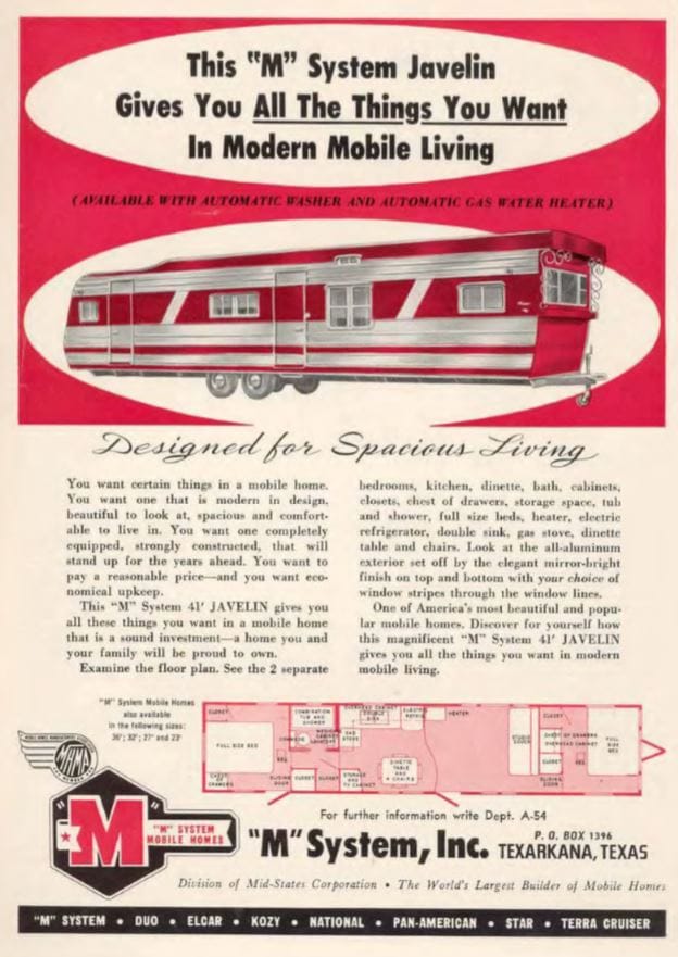 vintage mobile homes-m system ad 1955