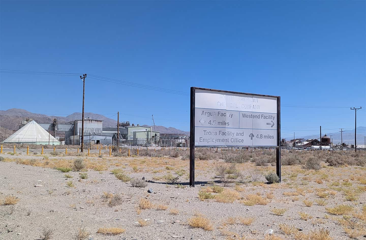 Pictured here on June 23, Searles Valley Minerals’ West End facility is still in production as the desert company makes it way through Chapter 11 bankruptcy proceedings and a proposed sale.