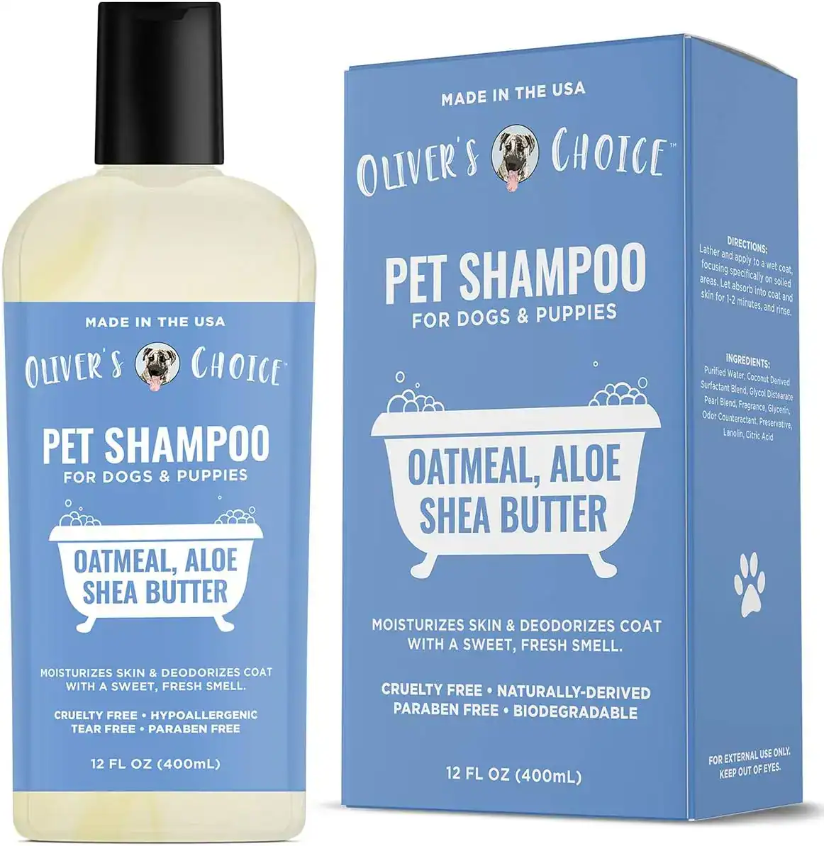 Oliver’s Choice Puppy Shampoo with oatmeal, aloe, and shea butter – moisturizing, natural, and gentle for sensitive puppy skin