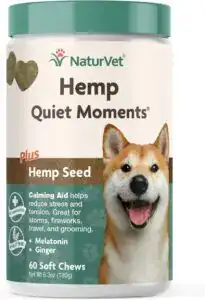 CLICK HERE. #1 BEST SELLER. NaturVet Quiet Moments Plus Hemp Calming Aid Soft Chews for Dogs