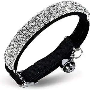 CLICK HERE. CHUKCHI Soft Velvet Safe Cat Adjustable Collar Bling Diamante with Bells,11 inch for Small Dogs and Cats