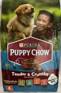 CLICK HERE. Purina Puppy Chow Tender & Crunchy with Beef & Rice