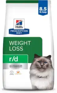 Hill’s Prescription Diet r/d weight loss cat food, a top weight management cat food for overweight cats.