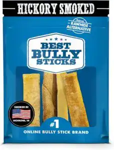 Hickory smoked long lasting dog chews for big dogs – Best Bully Sticks, vet recommended dog chews for large breeds.”