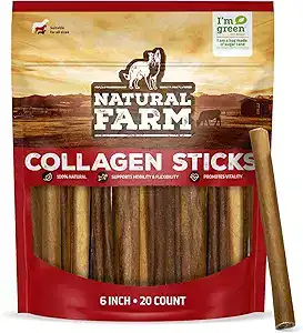 Natural dog treats for large dogs – Natural Farm collagen sticks, healthy dog treats for large breeds that support joints, skin, and coat.”