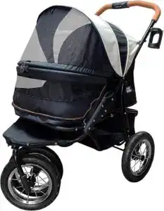 Pet Gear Expedition No-Zip Pet Stroller — a durable and spacious dog stroller for senior dogs, designed for comfort and easy outdoor adventures.