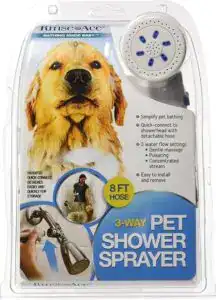 Rinse Ace 3-Way Pet Shower Sprayer with 8 ft hose – an easy-to-use mobile dog shower and outdoor pet bathing system for quick rinsing and grooming.