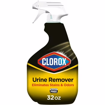 Clorox Pet Urine Remover spray bottle, featured in vet-recommended cat supplies and listed among the best cat supplies for cleaning pet messes