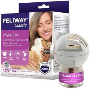 Feliway Classic Cat Calming Diffuser – one of the best calming supplements for cats and top cat calming products 2025, designed to reduce stress, hiding, and urine marking naturally.