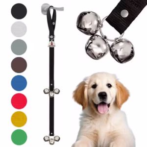 Door training bell used to teach puppies how to signal potty time, a helpful tool for maintaining a consistent puppy potty training schedule.