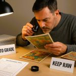 Man grading comic books