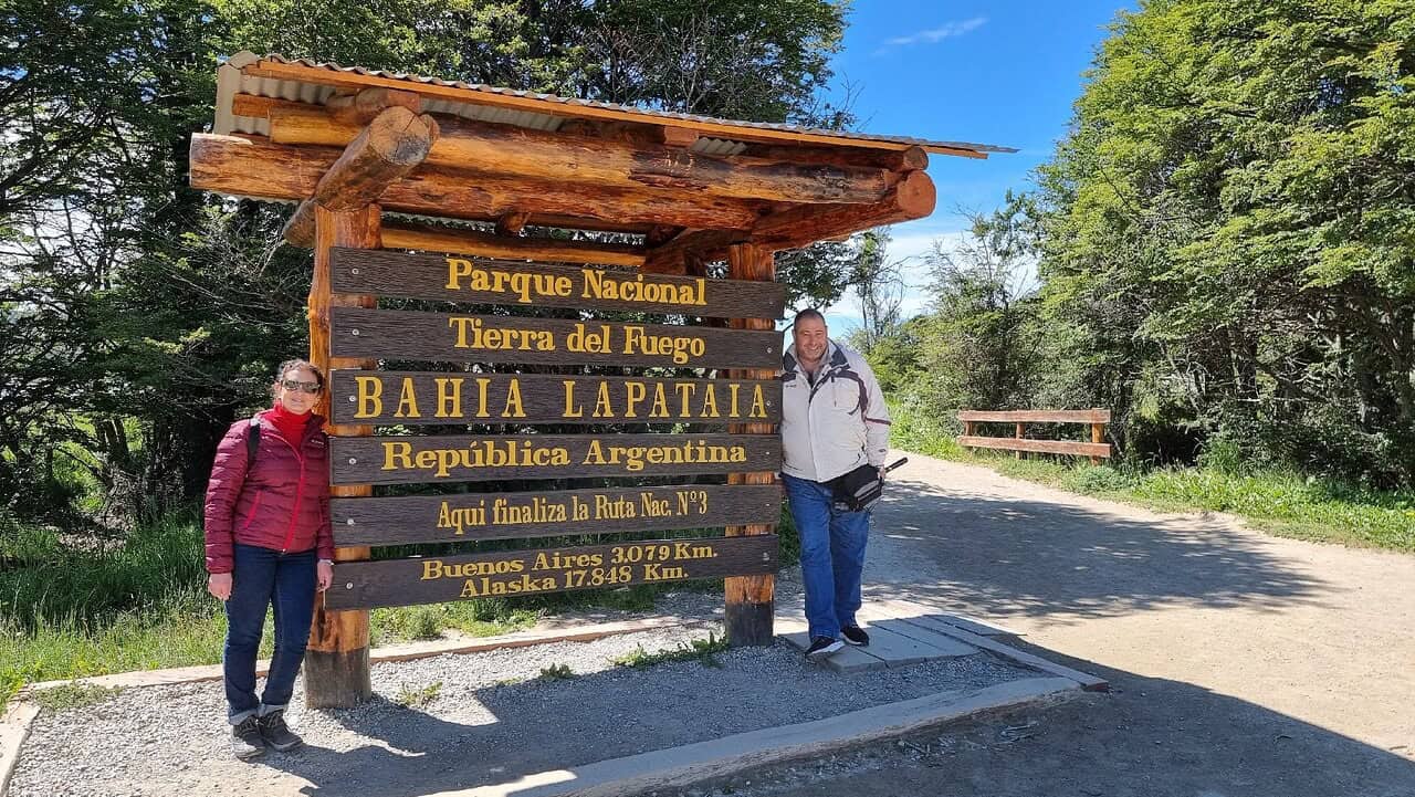 Baía Lapataia no Parque Nacional Tierra del Fuego, Ushuaia, fim da Rota 3
