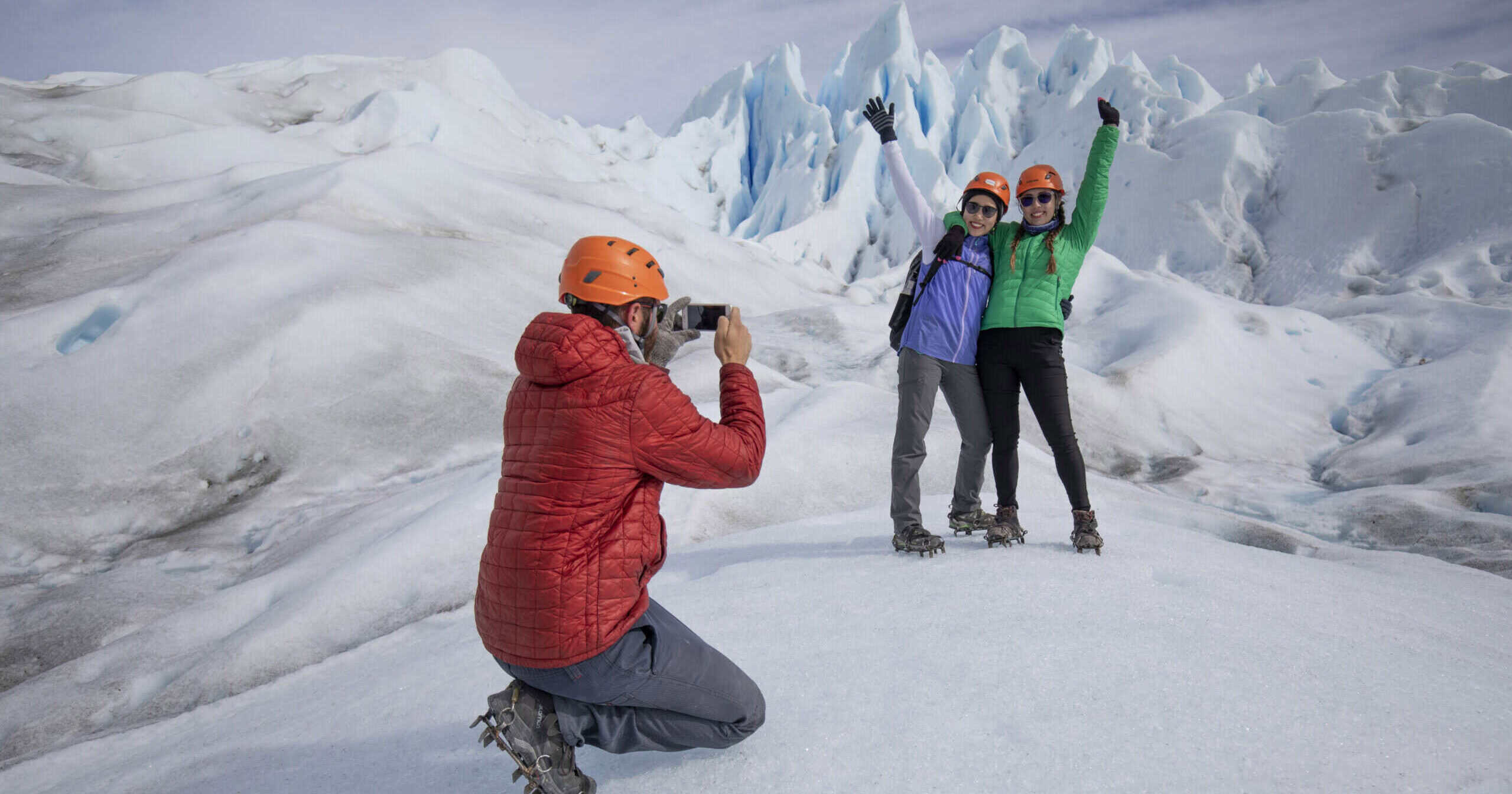 Group doing minitrekking on Perito Moreno Glacier with crampons, El Calafate