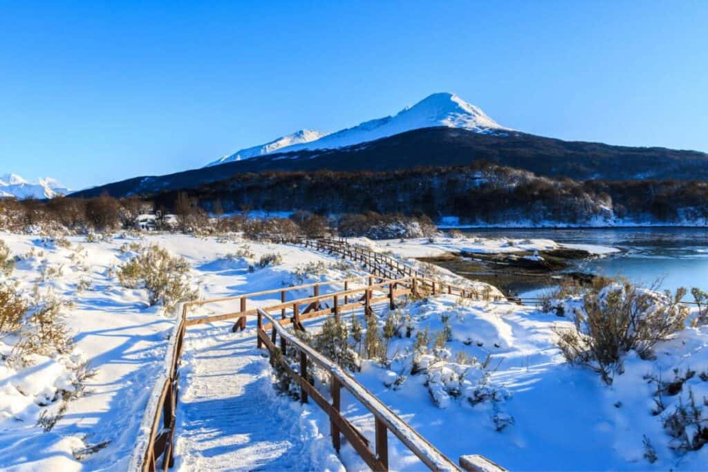 Parque Nacional Tierra del Fuego no inverno coberto de neve — Ushuaia