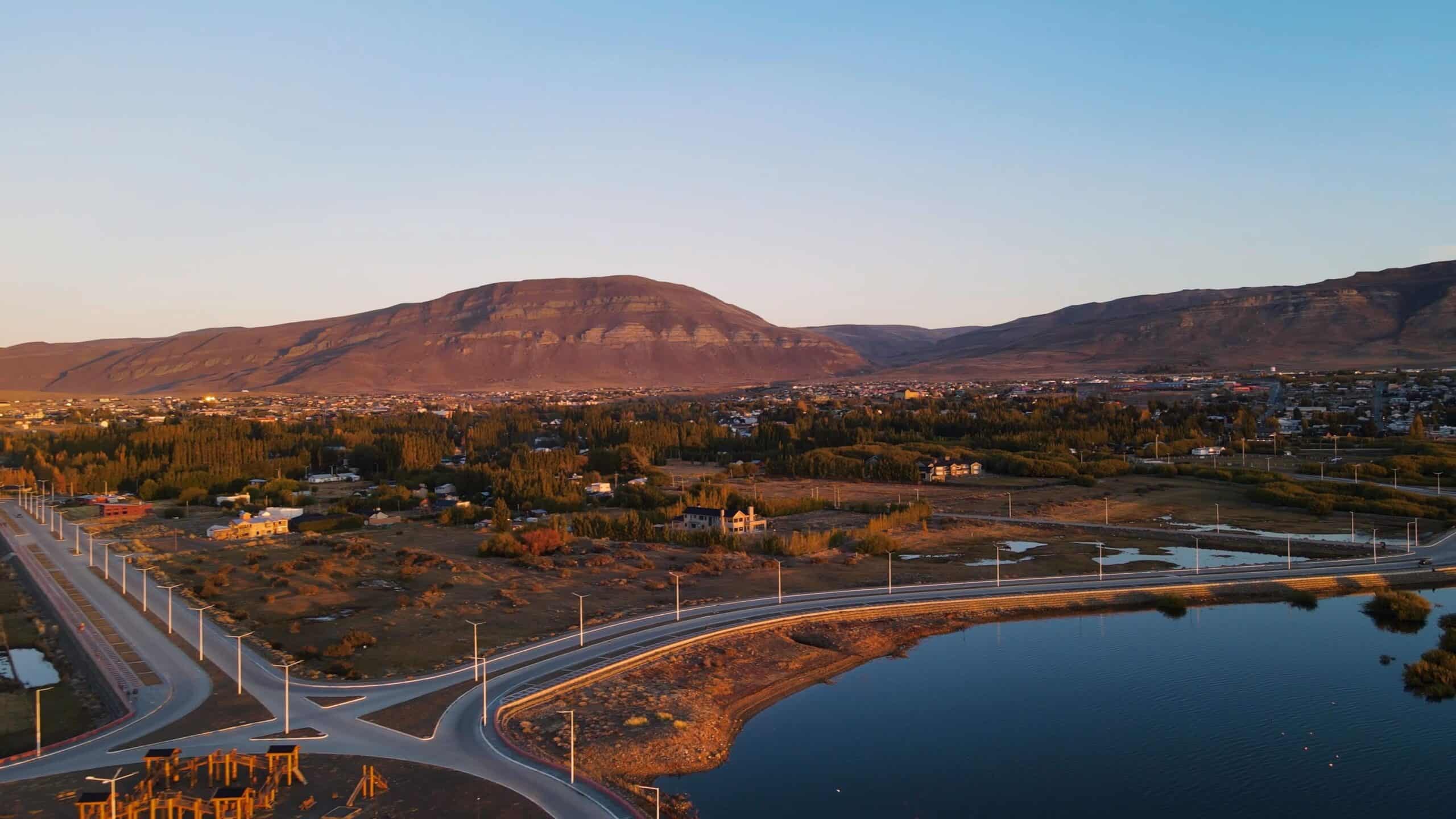 View of the town of El Calafate on the Patagonian steppe