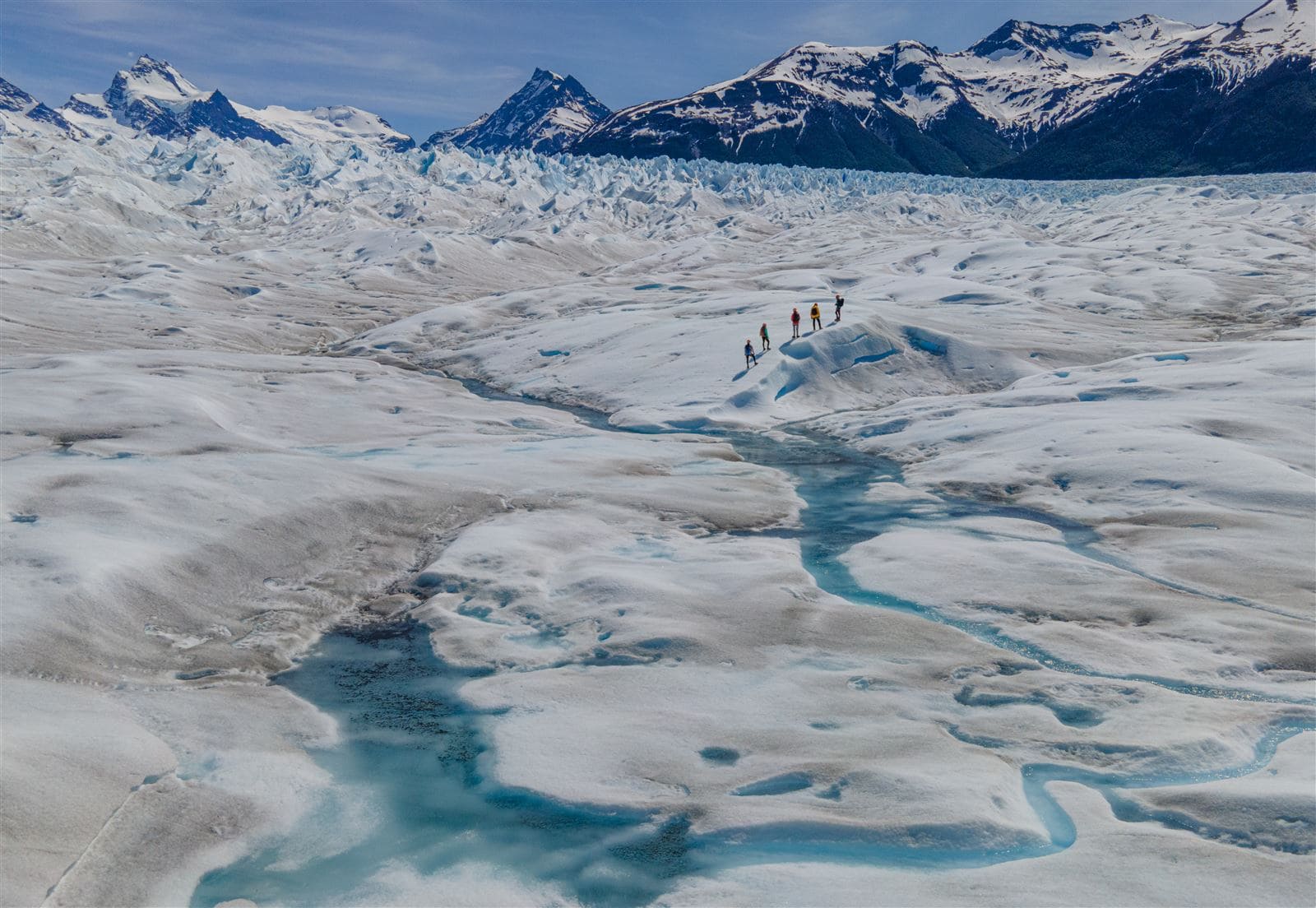 Vista aérea da Geleira Perito Moreno e sua frente de gelo