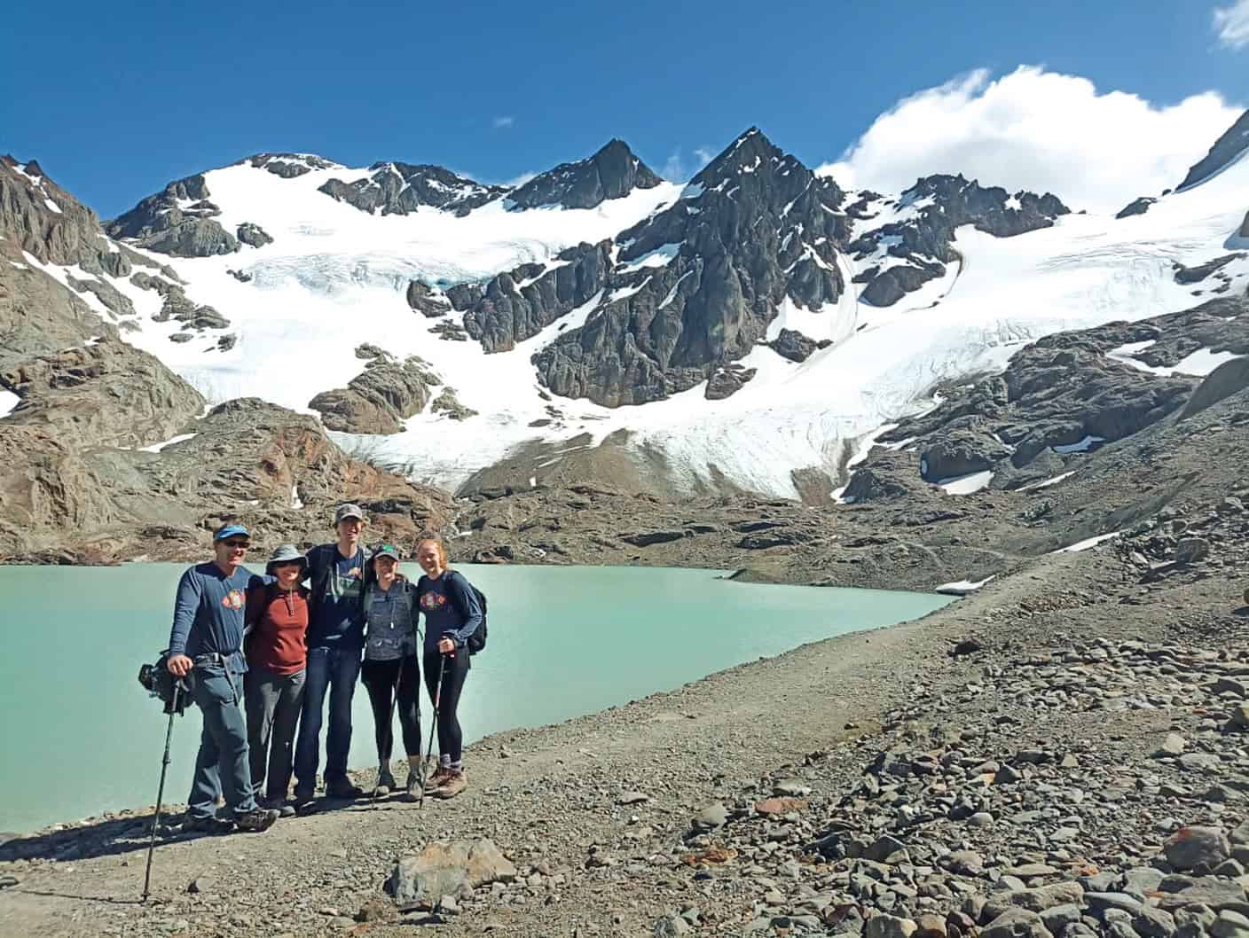 Trekking group heading to the Vinciguerra Glacier through the Andorra valley, Ushuaia