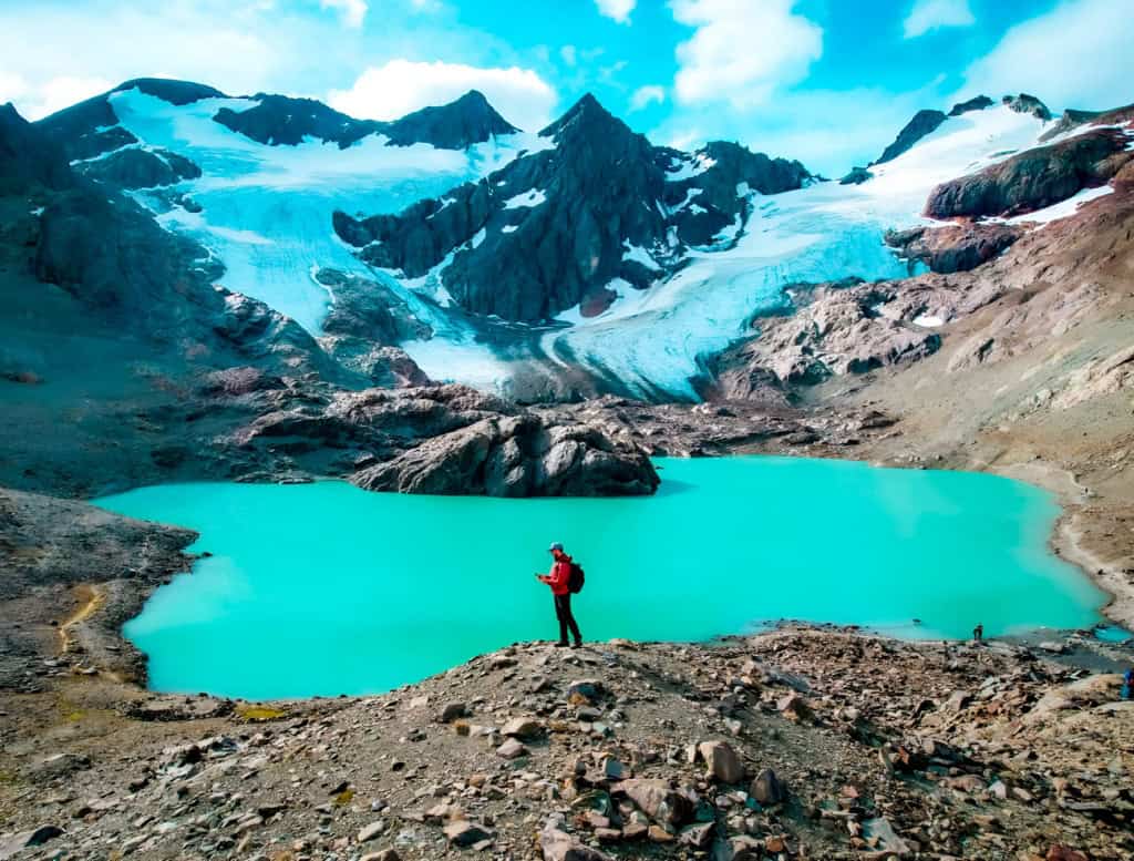 Turquoise waters of the Tempanos Lagoon at the foot of the Vinciguerra Glacier, Ushuaia