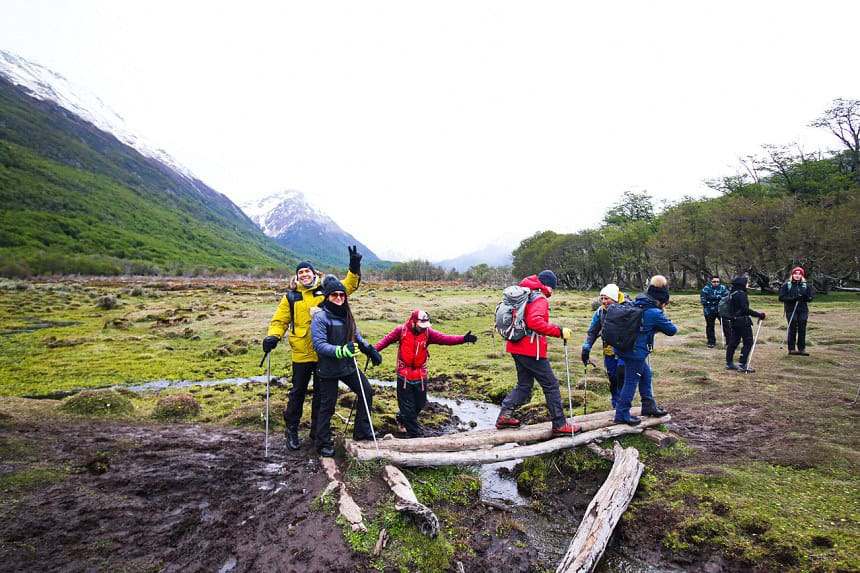 Trail of the trekking to the Vinciguerra Glacier among the Patagonian flora, Ushuaia