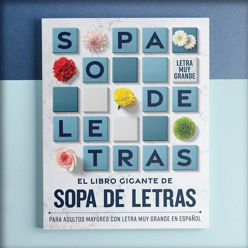 Portada de Libro de Sopa de Letras en Español con la Letra Muy Grande pensado para Personas MAyores