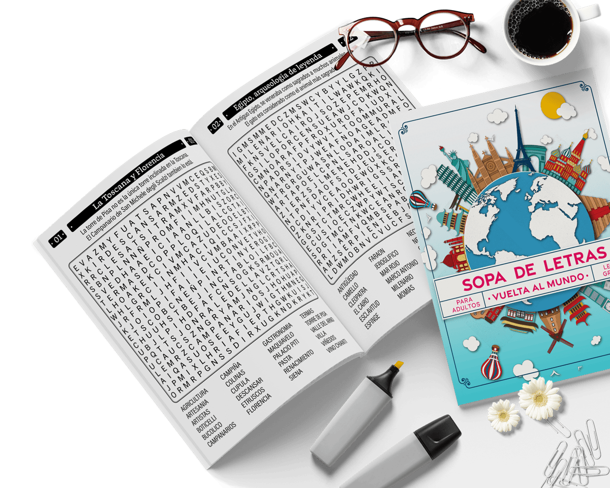 Libro de Sopa de LEtras de la Vuelta al Mundo para Adultos y Mayores