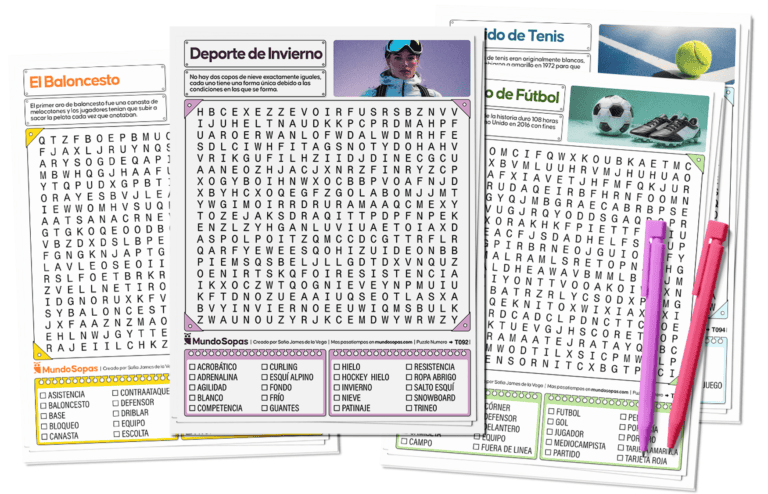 Colección de sopas de letras de deportes para imprimir en PDF