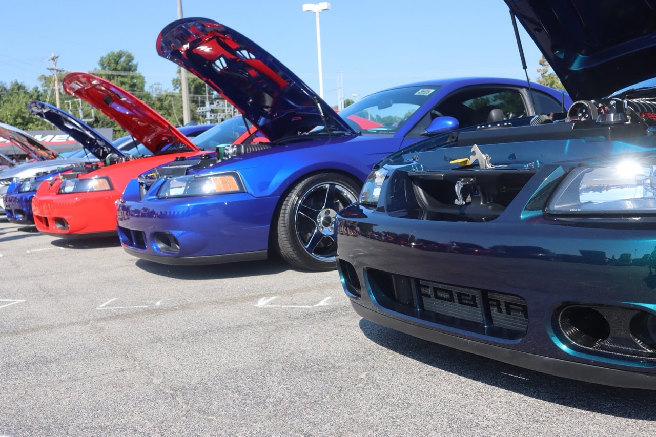 Colorful Ford Mustangs on display at Myrtle Beach 2025 event.