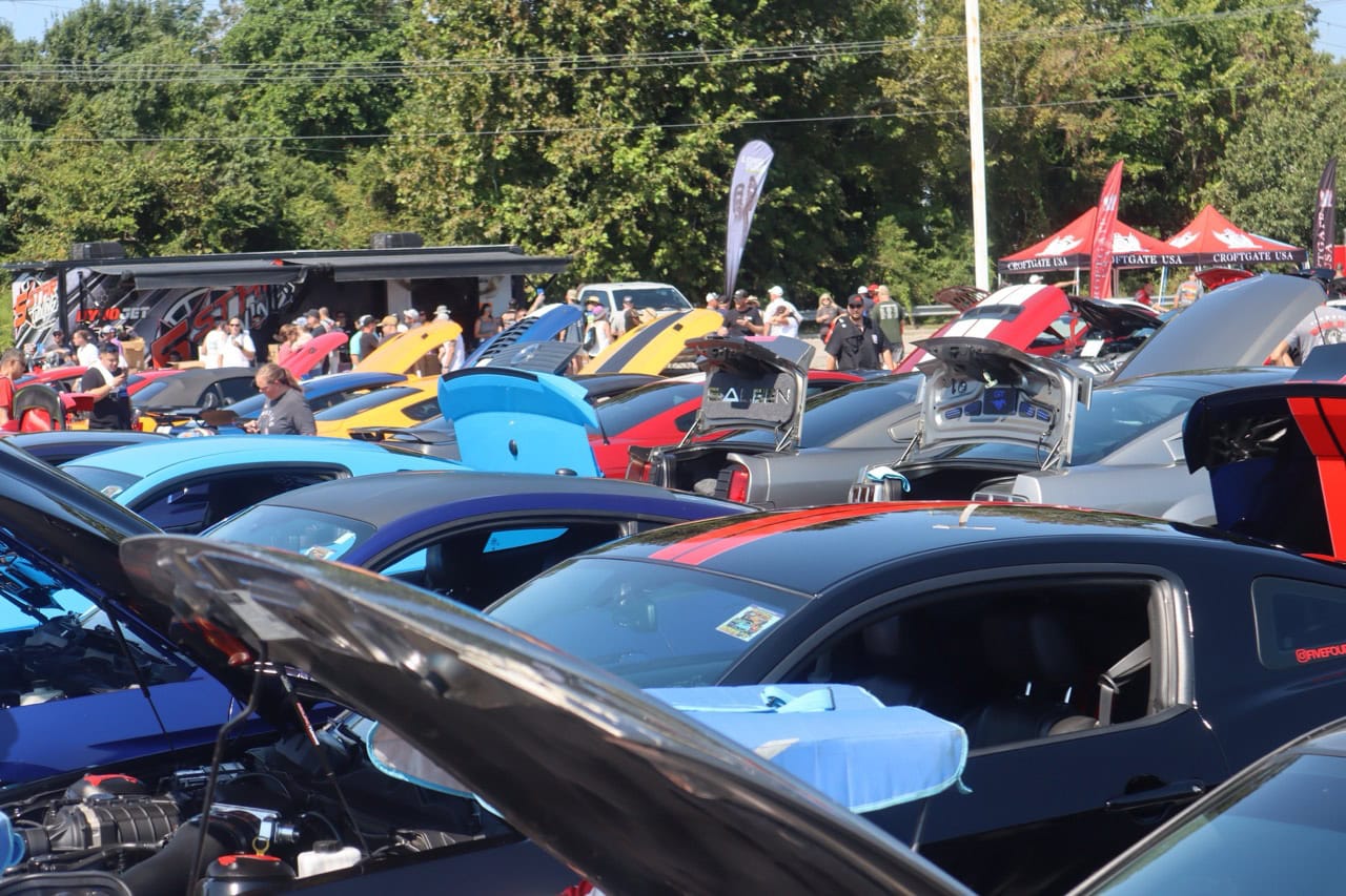 Various Ford Mustangs on display at Mustang Week event in Myrtle Beach.