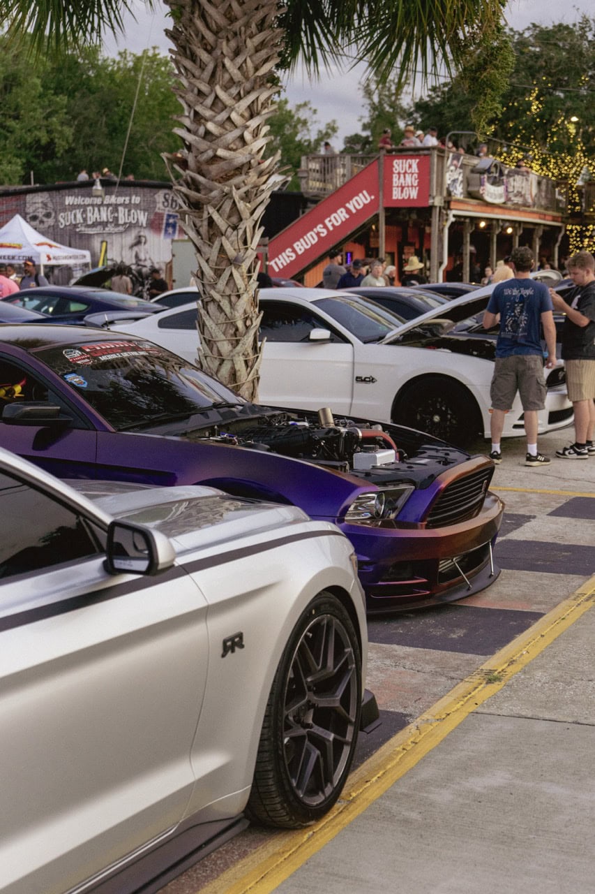 Mustang Week cars at Myrtle Beach 2025 event with vibrant displays and enthusiastic car enthusiasts.