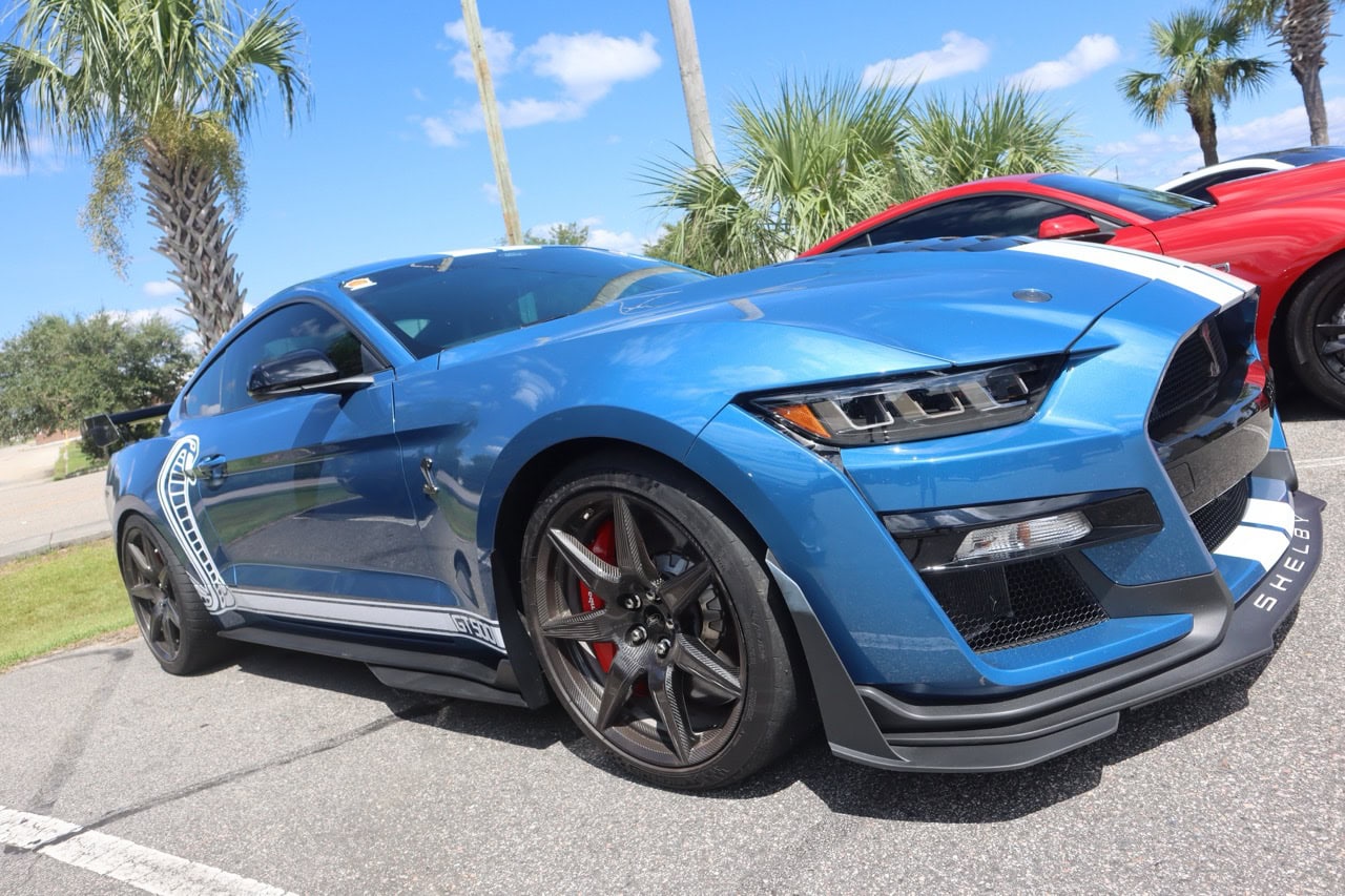 Blue Ford Mustang at Myrtle Beach 2025 event.
