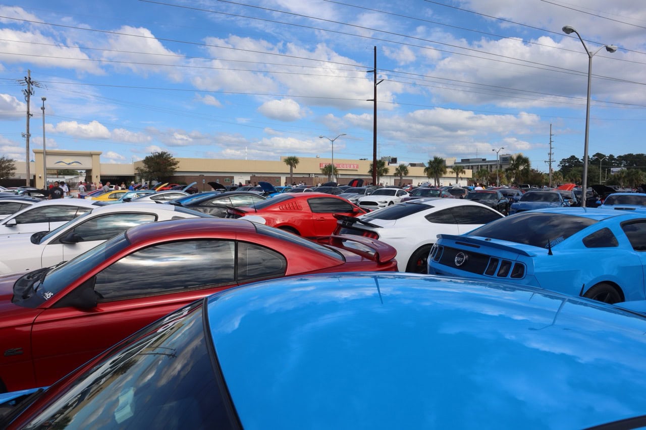 Mustang Week cars at Myrtle Beach parking lot, South Carolina.