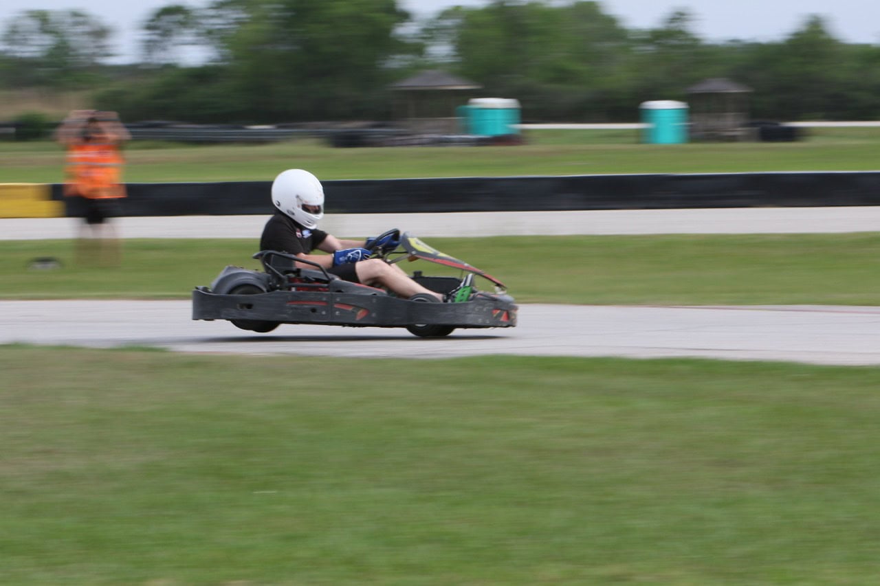 Go-kart racing at Mustang Week event in Texas 2026.