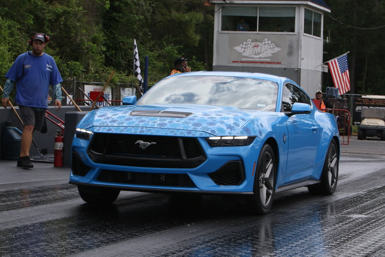 Blue Ford Mustang at Mustang Week event in Texas 2026.