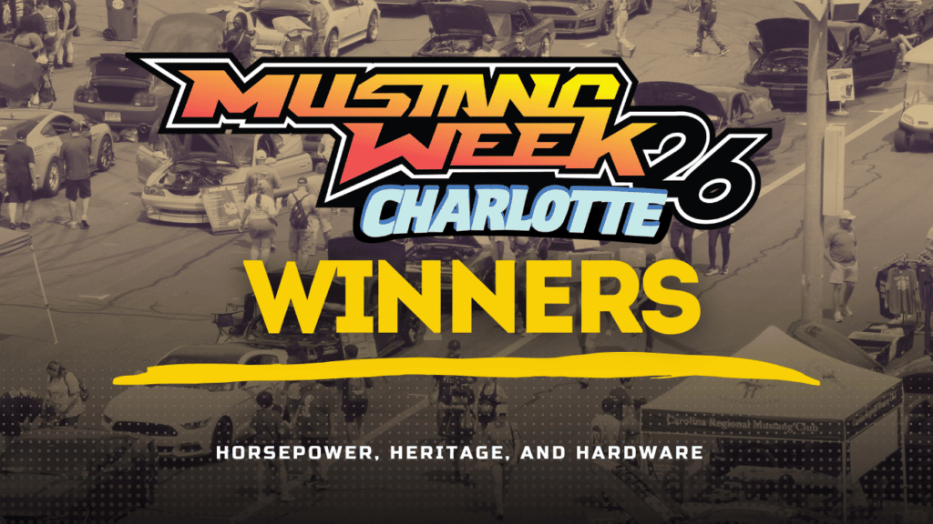 Mustang Week Charlotte 2026 award winners at car show event.