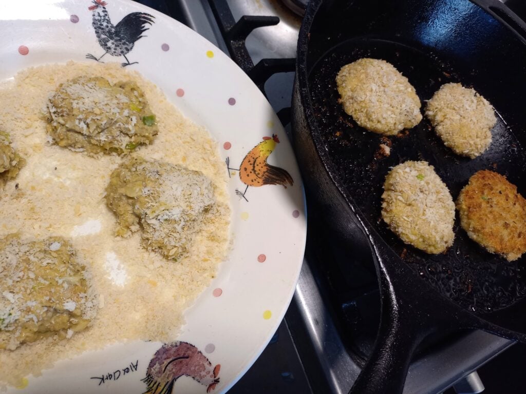 frying clam fritters