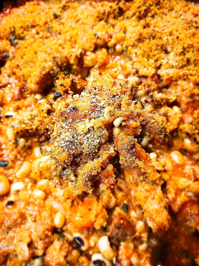 Wild Rabbit cassoulet, close up picture