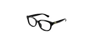 Black eyeglasses with clear lenses for vision correction and style.