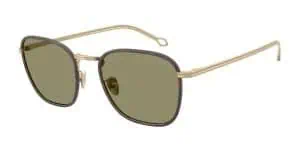 Stylish sunglasses with gold frames and tinted lenses for UV protection.