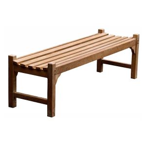 classic teak outdoor seating featuring bench