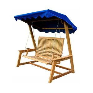 classic teak outdoor seating featuring solid swing bench
